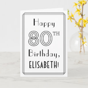 Happy 80th Birthday, Art Deco Style met aangepaste Kaart
