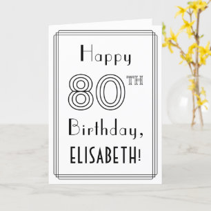 Happy 80th Birthday, Art Deco Style met aangepaste Kaart