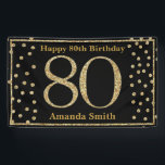 Happy 80th Birthday Banner Black en Gold Glitter<br><div class="desc">Fijne 80ste verjaardag Banner Black en Gold Glitter Confetti. Afdrukbaar digitaal. Klik voor verdere aanpassingen op de knop "Aanpassen" en gebruik onze ontwerptool om deze sjabloon te wijzigen.</div>