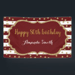 Happy 80th Birthday Banner Burgundy Gold Glitter<br><div class="desc">Happy 80th Birthday Banner for women or man. Burgundy and Gold Birthday Party Banner. Gold Glitter Confetti. Burgundy en White Stripes. Printable Digital. For further customization,  please click the "Customize it" button and use for design tool to modify this template.</div>
