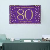Happy 80th Birthday Banner Purple and Gold Glitter (Beurs)