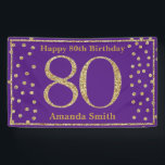 Happy 80th Birthday Banner Purple and Gold Glitter<br><div class="desc">Happy 80th Birthday Banner Purple and Gold Glitter Confetti. Printable Digital. For further customization,  please click the "Customize it" button and use our design tool to modify this template.</div>