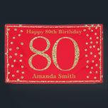 Happy 80th Birthday Banner Red en Gold Glitter<br><div class="desc">Fijne 80ste verjaardag Banner Red en Gold Glitter Confetti. Afdrukbaar digitaal. Klik voor verdere aanpassingen op de knop "Aanpassen" en gebruik onze ontwerptool om deze sjabloon te wijzigen.</div>