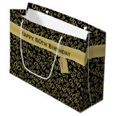 Happy 80th Birthday Black en Gold Number Pattern Groot Cadeauzakje (Voorkant Gekanteld)