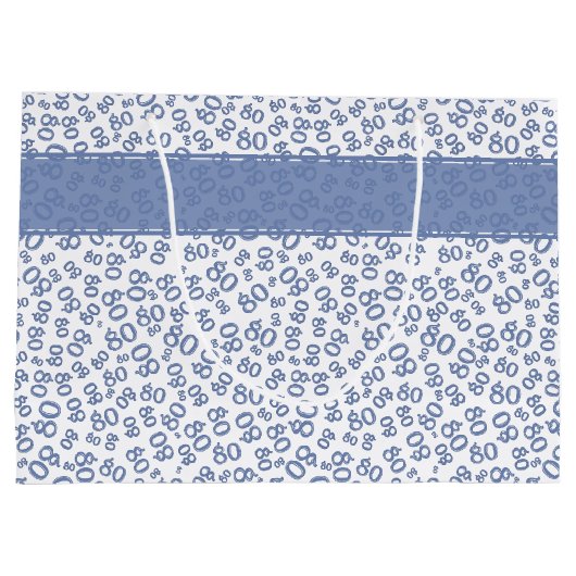 Happy 80th Birthday Blue and White Number Pattern Groot Cadeauzakje (Achterkant)