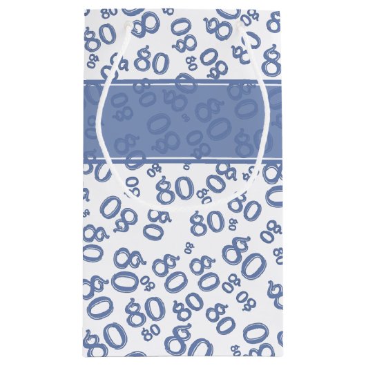 Happy 80th Birthday Blue and White Number Pattern Klein Cadeauzakje (Achterkant)