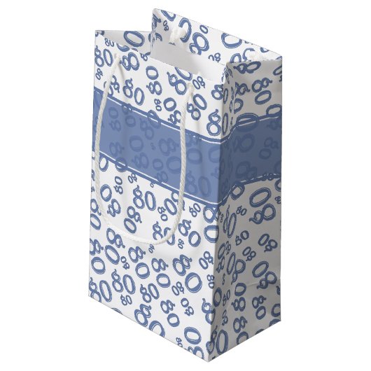 Happy 80th Birthday Blue and White Number Pattern Klein Cadeauzakje (Achterkant Gekanteld)