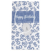 Happy 80th Birthday Blue and White Number Pattern Klein Cadeauzakje (Voorkant)
