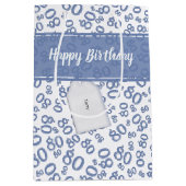 Happy 80th Birthday Blue and White Number Pattern Medium Cadeauzakje (Voorkant)