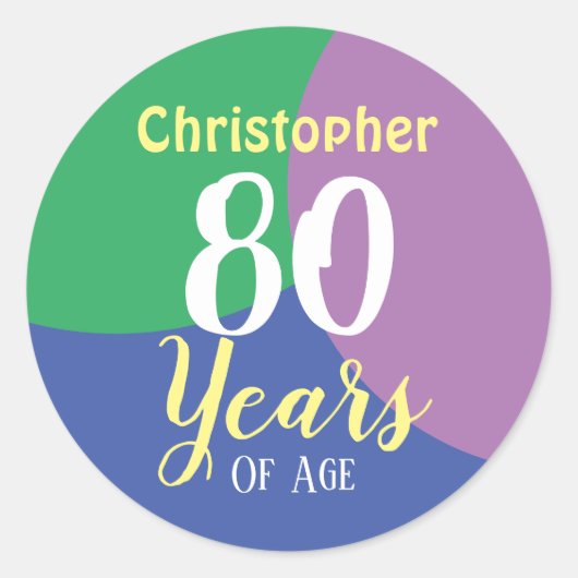 Happy 80th Birthday Classic Round Sticker (Voorkant)