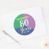Happy 80th Birthday Classic Round Sticker (Envelop)