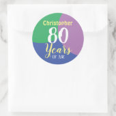 Happy 80th Birthday Classic Round Sticker (Tas)
