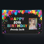 Happy 80th Birthday Colorful Balloons Confetti Spandoek<br><div class="desc">Fijne 80ste verjaardag kleurrijke ballonnen Confetti fotobanner. Voor verdere aanpassing,  te klikken gelieve de knoop "van de Aanpassing het"en ons ontwerphulpmiddel te gebruiken om deze sjabloon te wijzigen.</div>