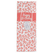Happy 80th Birthday Coral/White Number Pattern Wijn Cadeautas (Voorkant)