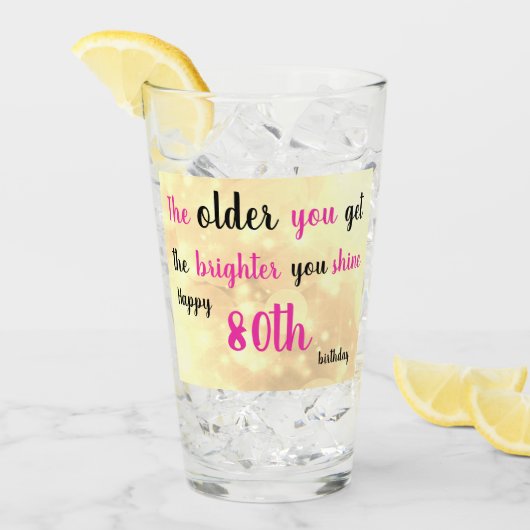 Happy 80th Birthday gepersonaliseerd voeg naam toe Glas (Voorkant ijs)