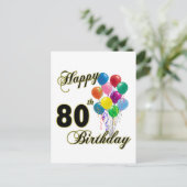 Happy 80th Birthday Gifts en Birthday Apparel Briefkaart (Staand voorkant)