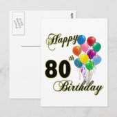 Happy 80th Birthday Gifts en Birthday Apparel Briefkaart (Voorkant / Achterkant)