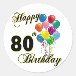 Happy 80th Birthday Gifts en Birthday Apparel Ronde Sticker