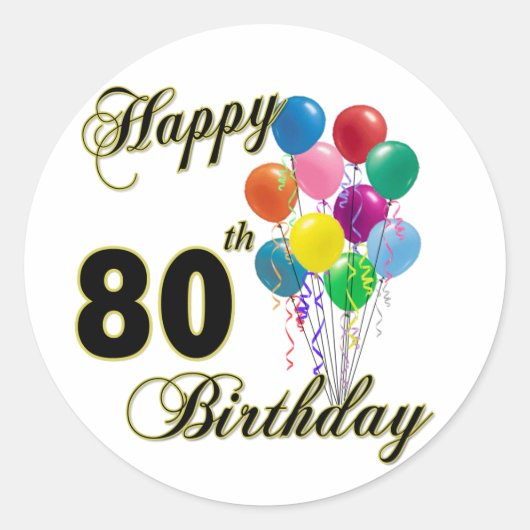 Happy 80th Birthday Gifts en Birthday Apparel Ronde Sticker (Voorkant)