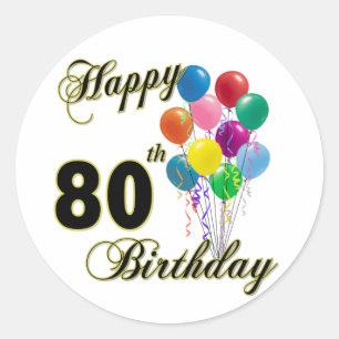 Happy 80th Birthday Gifts en Birthday Apparel Ronde Sticker