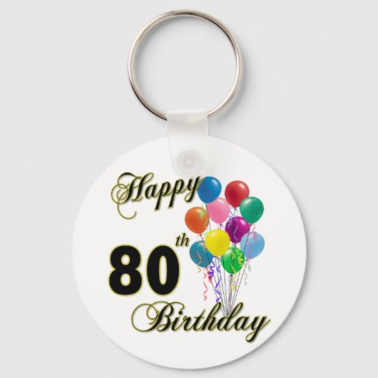 Happy 80th Birthday Gifts en Birthday Apparel Sleutelhanger (Voorkant)