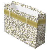 Happy 80th Birthday Gold en White Number Pattern Groot Cadeauzakje (Achterkant Gekanteld)