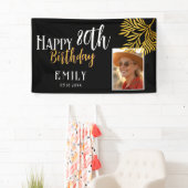 Happy 80th Birthday Gold Foliage Photo Backdrop Spandoek (Insitu)