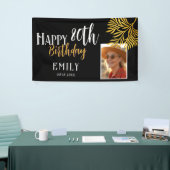 Happy 80th Birthday Gold Foliage Photo Backdrop Spandoek (Beurs)