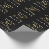 Happy 80th Birthday Gold Glitter Wrapping Paper Cadeaupapier (Hoek)