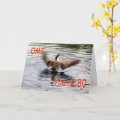 Happy 80th Birthday Goose flapping Kaart (Gele Bloem)