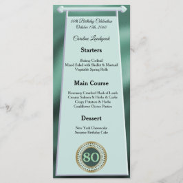 Happy 80th Birthday Green Glitter Folie Menu