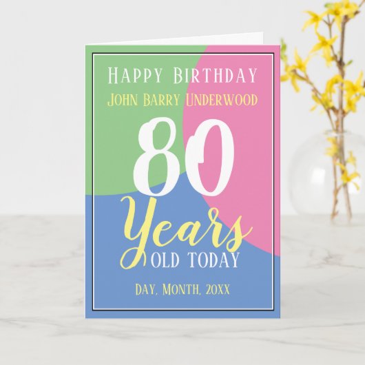 Happy 80th Birthday Kaart (Gele Bloem)