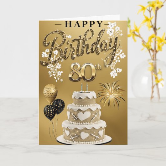 Happy 80th Birthday Kaart (Gele Bloem)
