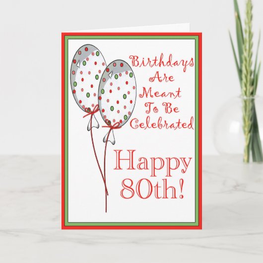 Happy 80th Birthday Kaart (Voorkant)