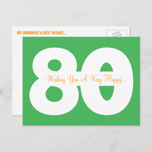 Happy 80th Birthday Milestone Briefkaarten - in he (Voorkant / Achterkant)