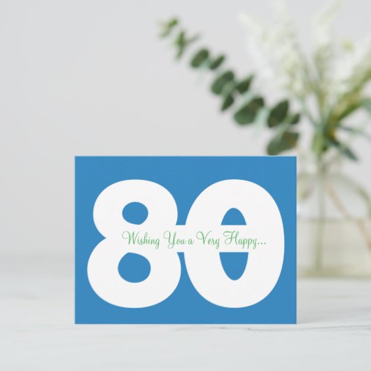 Happy 80th Birthday Milestone Briefkaarten - in he (Staand voorkant)