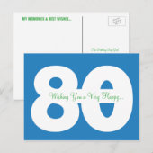 Happy 80th Birthday Milestone Briefkaarten - in he (Voorkant / Achterkant)