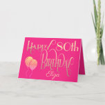 Happy 80th Birthday Name Elegant Script Gold Pink Kaart<br><div class="desc">Een ontwerp van decoratieve letters in goud op een roze achtergrond om een gelukkige 80ste verjaardag te wensen. Happy Birthday wordt geplaatst in een manuscript, en de leeftijd is in een coördinerend lettertype met naam in manuscript bij de bodem. Pas de naam en woorden eenvoudig aan uw eigen groet aan...</div>