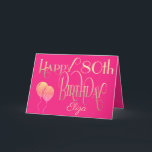 Happy 80th Birthday Name Elegant Script Gold Pink Kaart<br><div class="desc">Een ontwerp van decoratieve belettering in goud op een hete roze achtergrond om een gelukkige 80e verjaardag te wensen. Happy Birthday speelt zich af in een script en de leeftijd is in een coördinerend lettertype met naam in script onderaan. Personaliseer eenvoudig de naam en woorden in uw eigen begroeting als...</div>