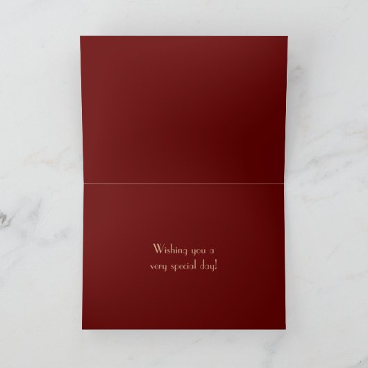 Happy 80th Birthday Name Gold Text Burgundy Kaart (Binnen)
