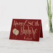 Happy 80th Birthday Name Gold Text Burgundy Kaart (Voorkant)