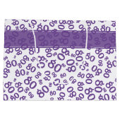 Happy 80th Birthday Number Pattern Paars/White Groot Cadeauzakje (Achterkant)