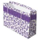 Happy 80th Birthday Number Pattern Paars/White Groot Cadeauzakje (Achterkant Gekanteld)
