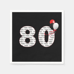 Happy 80th Birthday on Black Napkins Servet