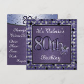 Happy 80th Birthday Party Invitation Kaart (Voorkant / Achterkant)