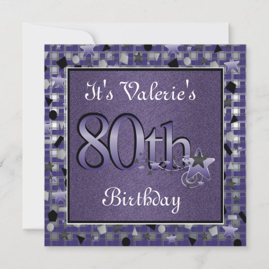 Happy 80th Birthday Party Invitation Kaart (Voorkant)