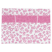 Happy 80th Birthday Pink and White Number Pattern Groot Cadeauzakje (Achterkant)
