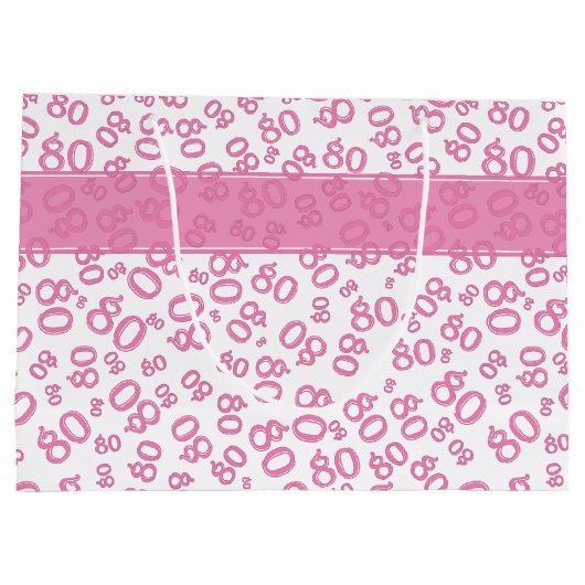 Happy 80th Birthday Pink and White Number Pattern Groot Cadeauzakje (Achterkant)