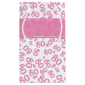 Happy 80th Birthday Pink and White Number Pattern Klein Cadeauzakje (Achterkant)