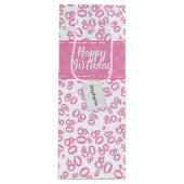 Happy 80th Birthday Pink and White Number Pattern Wijn Cadeautas (Voorkant)